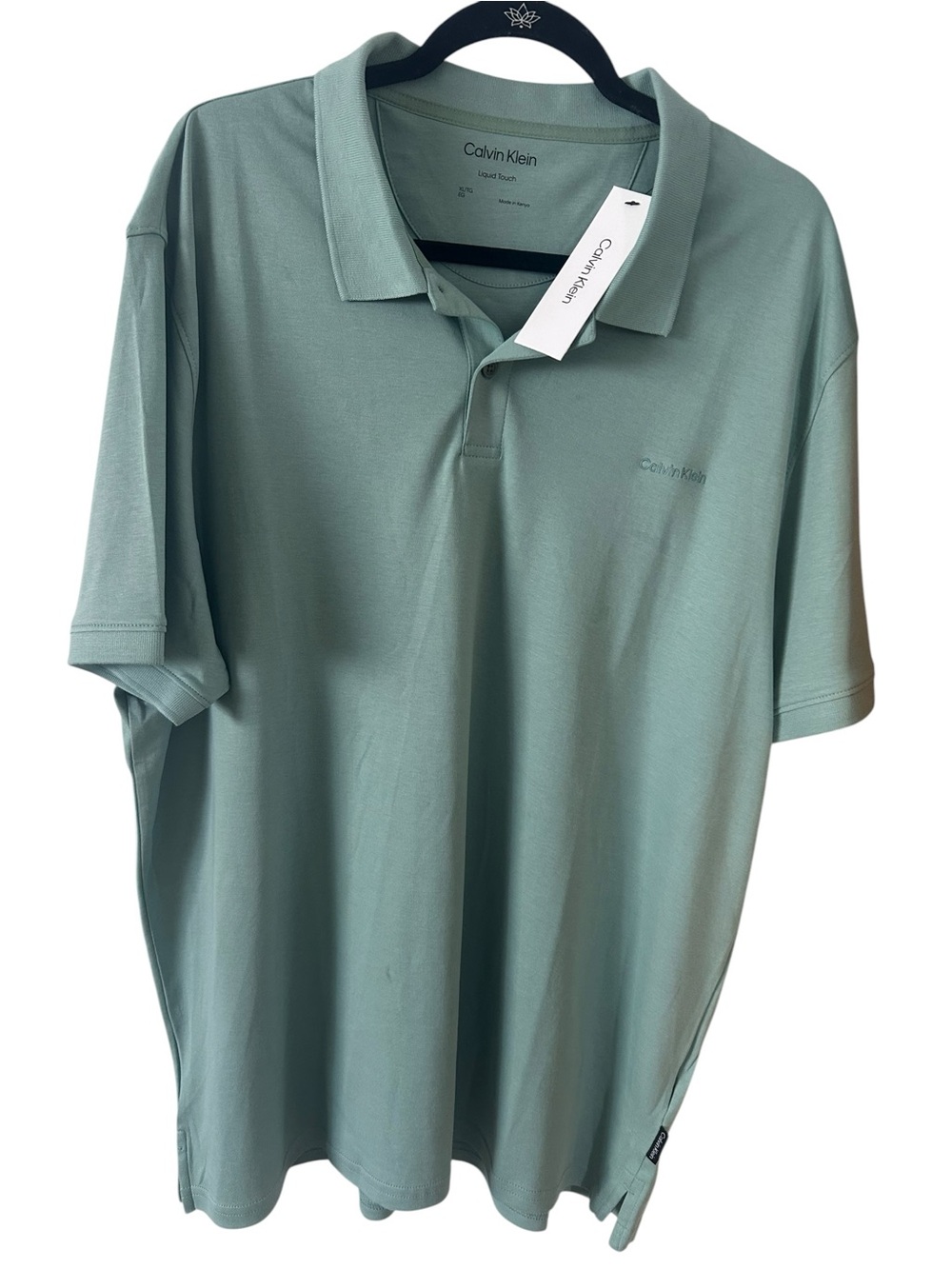 Calvin Klein Liquid Touch Polo Granite  Green Mens Size XL 100% Cotton
